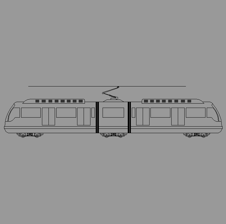 Bloque Autocad Vista de Vagón Tren diseño 04 en Perfil